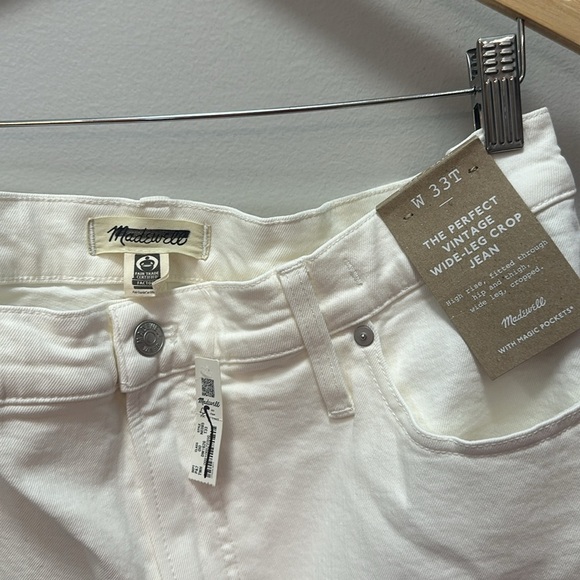 NWT! Madewell Perfect Tall Vintage Wide-Leg Crop Jean 33 tall in Tile White. - Picture 3 of 7